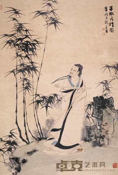 刘旦宅 1980年作 子猷看竹图 立轴 99×66cm